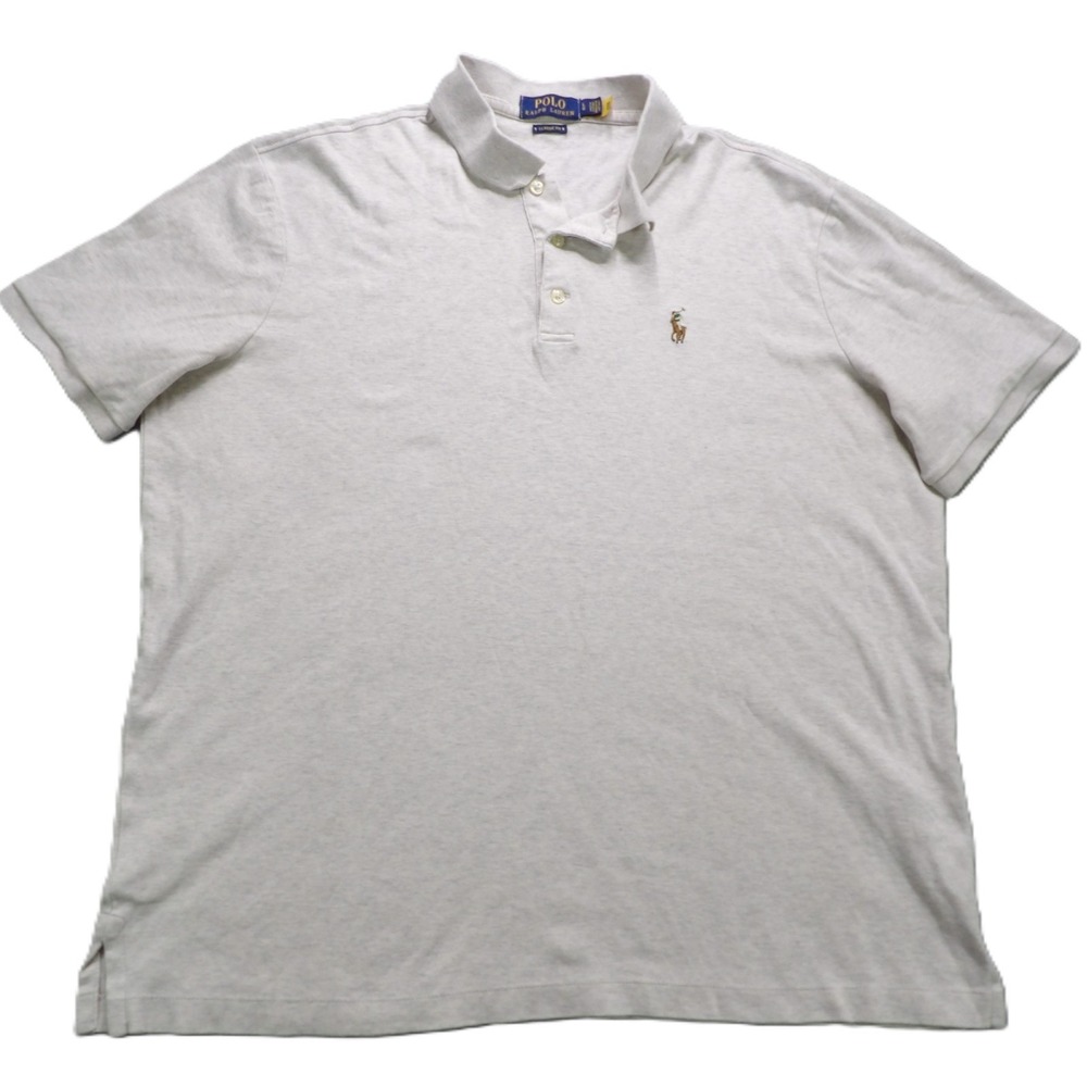 Polo Ralph Lauren Shirt Men L Classic Fit Gray Cotton Short Sleeve Flesh Pony SS